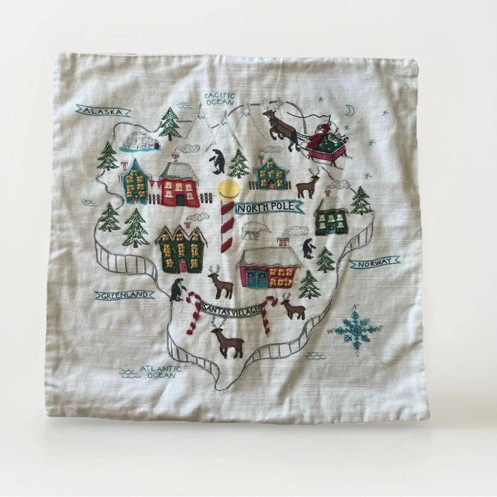 Pottery Barn Pillow North Pole Map Santas Village 20